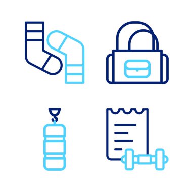 Sport antrenman programını hazırla kum torbası ve çorap ikonu. Vektör.