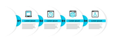 Satır Ayarla Hesap Ekran Arama Motoru Tarayıcı penceresi ve Tarayıcı simgesi ile Laptop oluştur. Vektör.
