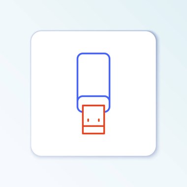 Satır USB flash disk simgesi beyaz arkaplanda izole edildi. Renkli taslak konsepti. Vektör