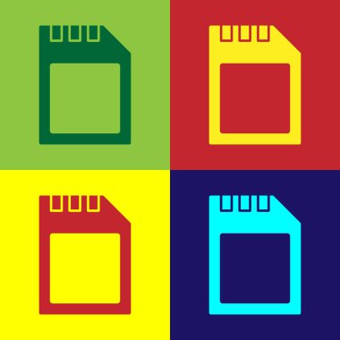 Pop art SD kart simgesi renk arkaplanında izole edildi. Hafıza kartı. Adaptör simgesi. Vektör.