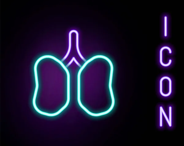 Świecąca Neonowa Ikona Płuca Odizolowana Czarnym Tle Kolorowy Koncept Wektor — Wektor stockowy