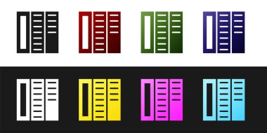 Broşür şablon düzen simgesini siyah ve beyaz arkaplanda izole et. Şirket yıllık raporu, katalog, dergi, broşür modeli. Vektör.