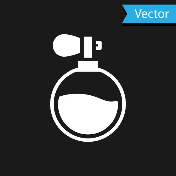 Weißes Parfüm Symbol Isoliert Auf Schwarzem Hintergrund Vektor — Stockvektor