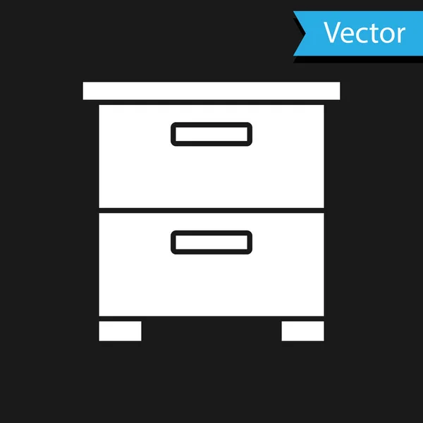 White Furniture Nightstand Icon Isolated Black Background Vector — Stock Vector