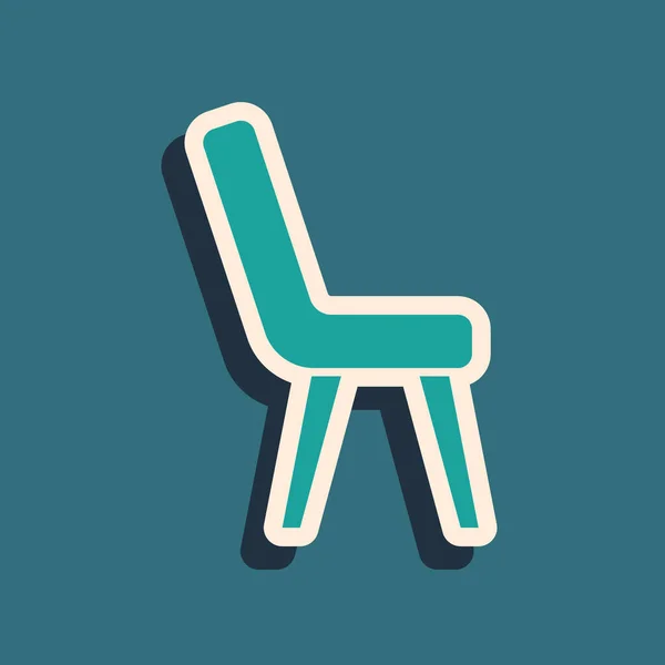 Grüne Sessel Ikone Isoliert Auf Grünem Hintergrund Langer Schatten Vektor — Stockvektor
