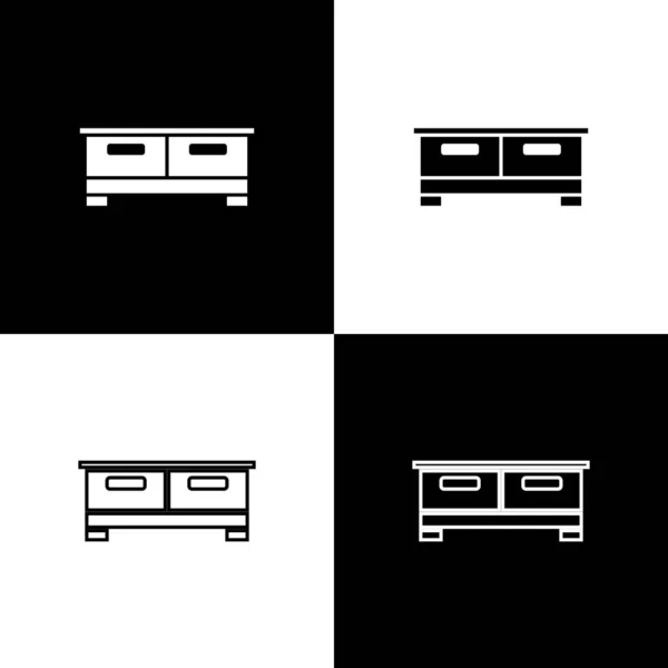 Set Icona Cassettiera Isolato Sfondo Bianco Nero Vettore — Vettoriale Stock