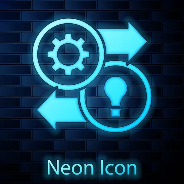 Ragyogó Neon Humánerőforrás Ikon Elszigetelt Téglafal Háttér Fogalom Humánerőforrás Menedzsment — Stock Vector