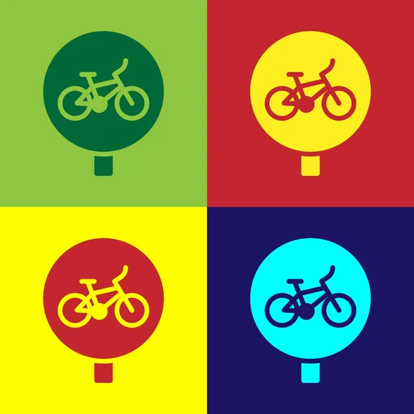 Pop Art Bisiklet Ikonu Renk Arkaplanında Izole Edilmiş Bisiklet Yarışı — Stok Vektör
