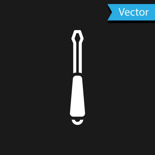 Weißes Schraubenzieher Symbol Isoliert Auf Schwarzem Hintergrund Service Tool Symbol — Stockvektor