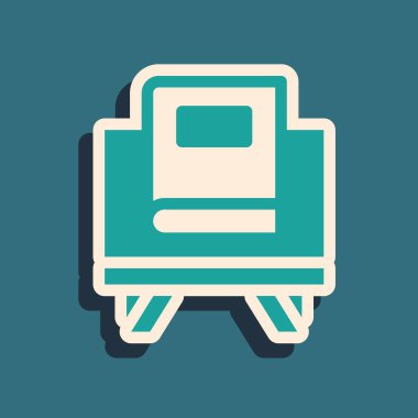 Yeşil Kuran 'ın kutsal kitabı, yeşil arka planda izole edilmiş. Müslüman bayramı, Kurban Bayramı, Kurban Bayramı, Ramazan Kareem. Uzun gölge tarzı. Vektör.