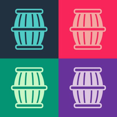 Pop Art Gun barut fıçısı ikonu renk arkaplanında izole edilmiş. TNT dinamit ahşap fıçı. Vektör.