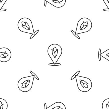 Gri çizgi konum mısır ikonu beyaz arka planda izole edilmiş pürüzsüz desen. Vektör.