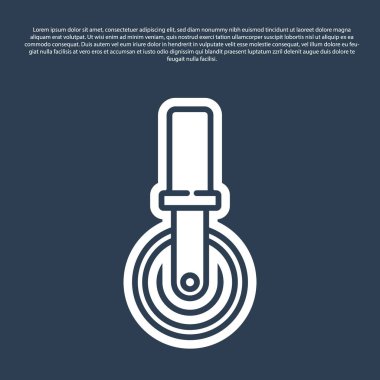 Mavi çizgi pizza bıçağı ikonu mavi arka planda izole edildi. Pizza kesme tabelası. Çelik mutfak gereçleri. Vektör.