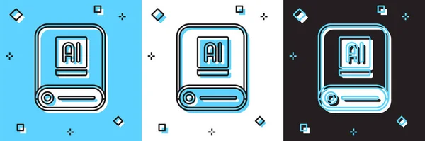 Set Icône Intelligence Artificielle Isolé Sur Fond Bleu Blanc Noir — Image vectorielle