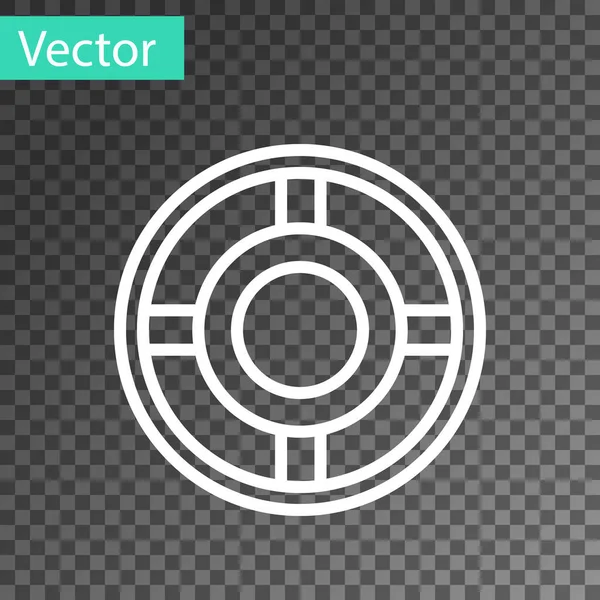 Icono Cenicero Línea Blanca Aislado Sobre Fondo Transparente Ilustración Vectorial — Vector de stock