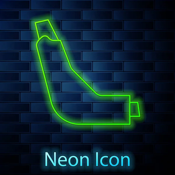 Linea Neon Luminosa Icona Inalatore Isolata Fondo Parete Mattoni Respiri — Vettoriale Stock