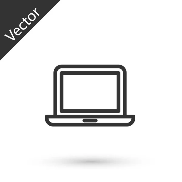 Ícone Laptop Cinza Isolado Fundo Branco Notebook Computador Com Sinal — Vetor de Stock