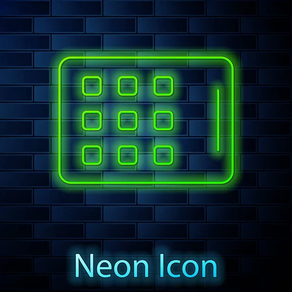 Светящийся Неоновый Иконка Графического Планшета Изолированы Фоне Кирпичной Стены Вектор — стоковый вектор