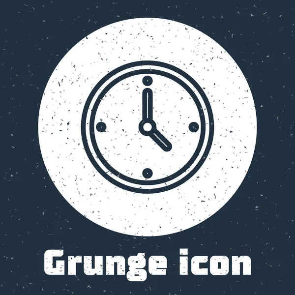 Grunge Line Ícone Relógio Isolado Fundo Cinza Símbolo Temporal Desenho — Vetor de Stock