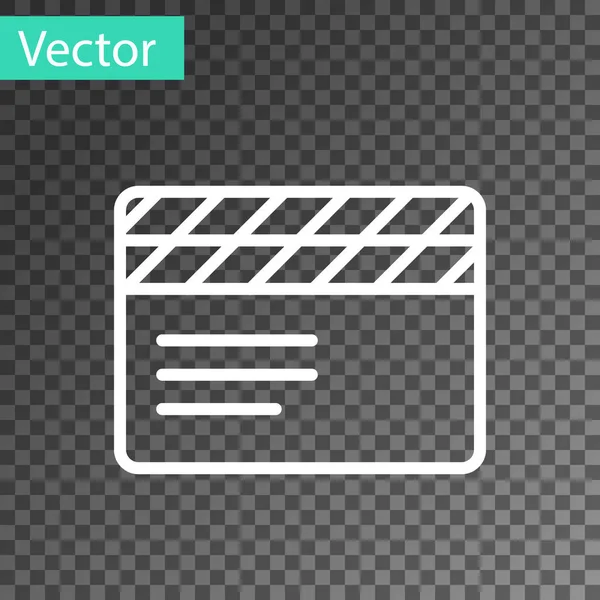 Weiße Linie Movie Clapper Symbol Isoliert Auf Transparentem Hintergrund Filmklappbrett — Stockvektor