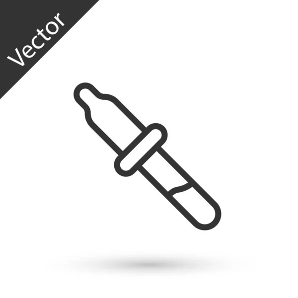 Icono Pipeta Línea Gris Aislado Sobre Fondo Blanco Elemento Médico — Vector de stock