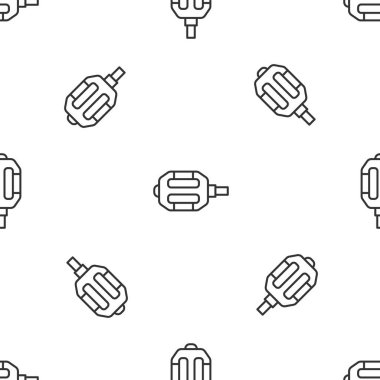 Gri çizgi bisiklet pedalı simgesi beyaz arka planda izole edilmiş pürüzsüz desen. Vektör.