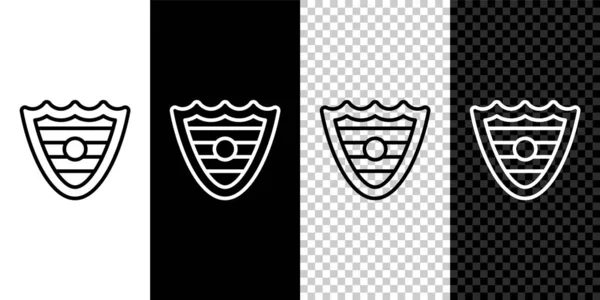 Establecer Línea Escudo Icono Aislado Blanco Negro Fondo Transparente Señal — Archivo Imágenes Vectoriales