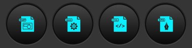 BMP dosya belgesini, MAX, HTML ve EPS simgesini ayarla. Vektör.