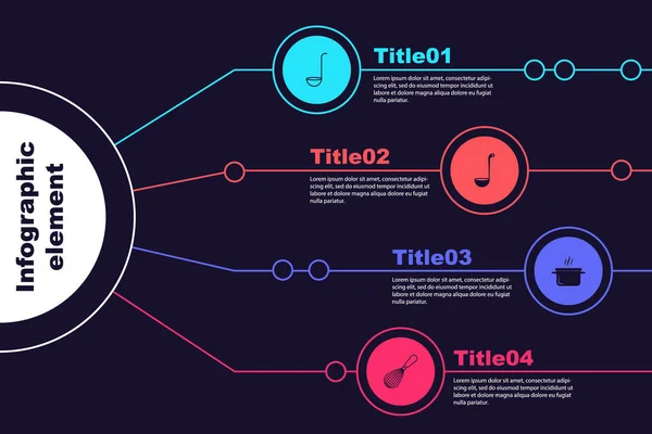 Állítsa Konyha Merőkanál Főzőedény Habverő Üzleti Infografikai Sablon Vektor — Stock Vector