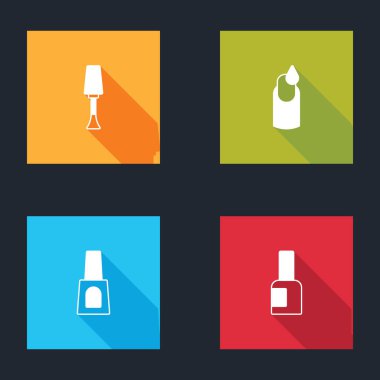 Tırnak cilası, manikür, bir şişe tırnak cilası ve ikon. Vektör.