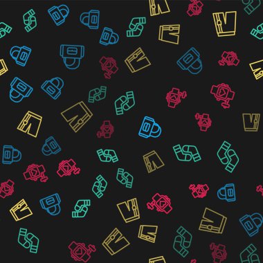 Sıralı spor çantası, çorap, kısa pantolon ve pürüzsüz bir kalbe sahip akıllı saat. Vektör.