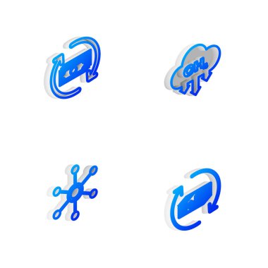 Isometric hattı Metan emisyonlarının azaltılmasını, para iadesini, Ağ ve simgeyi ayarla. Vektör.