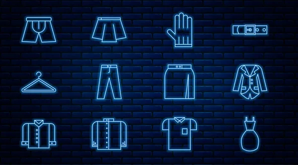 Çizgili Kadın Blazer ya da ceket Deri Pantolon Askısı Erkek İç çamaşırı ve İkona. Vektör.