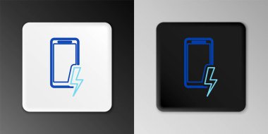 Akıllı telefon şarj eden batarya simgesi gri arkaplanda izole edildi. Şarjı az bir telefon. Renkli taslak konsepti. Vektör