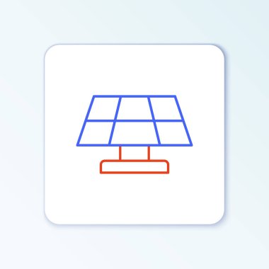 Beyaz arka planda izole edilmiş çizgi güneş enerjisi simgesi. Renkli taslak konsepti. Vektör