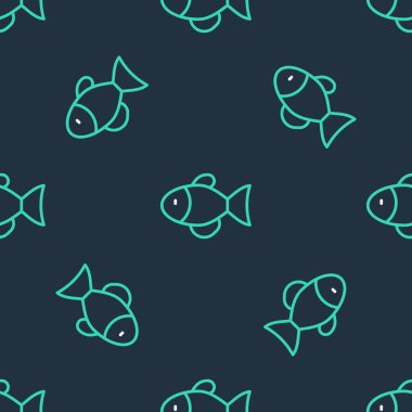 Line Fish simgesi siyah arkaplanda izole edilmiş. Vektör