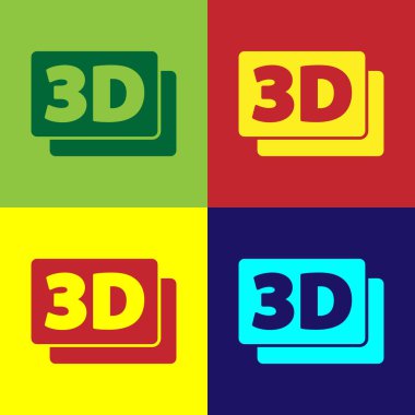 Pop Art 3D kelime simgesi renk arkaplanında izole edildi. Vektör.