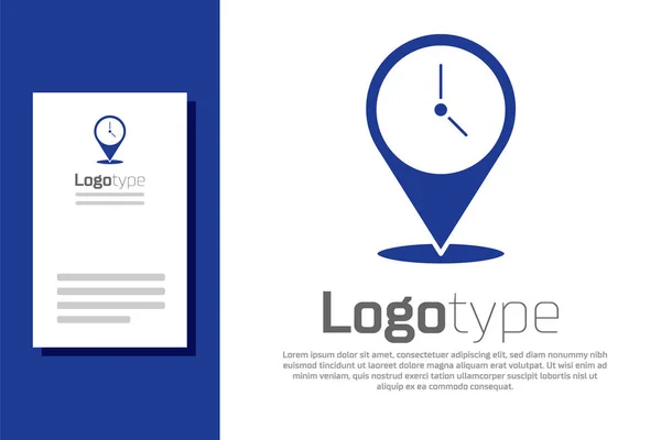 Localização Azul Com Ícone Relógio Isolado Fundo Branco Elemento Modelo — Vetor de Stock