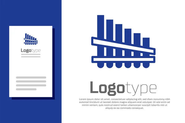 白い背景にブルーパンフルートのアイコンが隔離されました 伝統的なペルーの楽器 ザンプナ ペルー ボリビア メキシコの民間楽器 ロゴデザインテンプレート要素 ベクトル — ストックベクタ