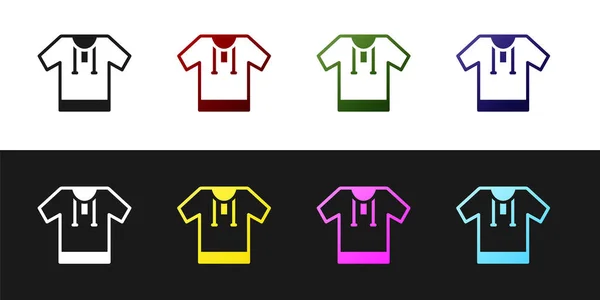Set Besticktes Hemdsymbol Isoliert Auf Schwarzem Und Weißem Hintergrund Nationale — Stockvektor