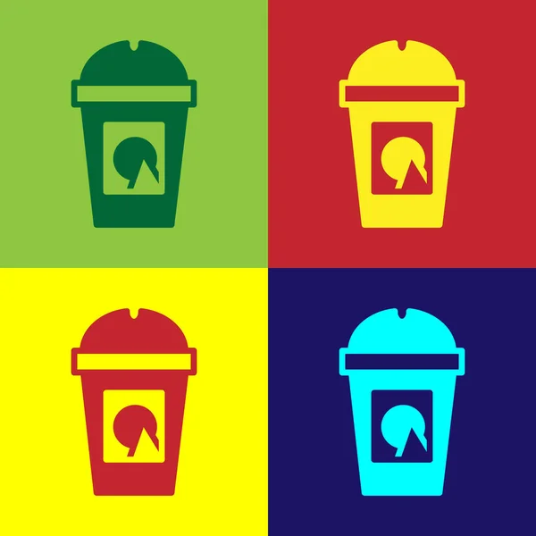 Pop Art Kaffeetasse Symbol Isoliert Auf Farbigem Hintergrund Zum Mitnehmen — Stockvektor