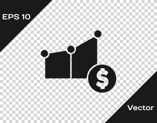 Black Pie Gráfico Infografía Símbolo Dólar Icono Aislado Sobre Fondo — Archivo Imágenes Vectoriales