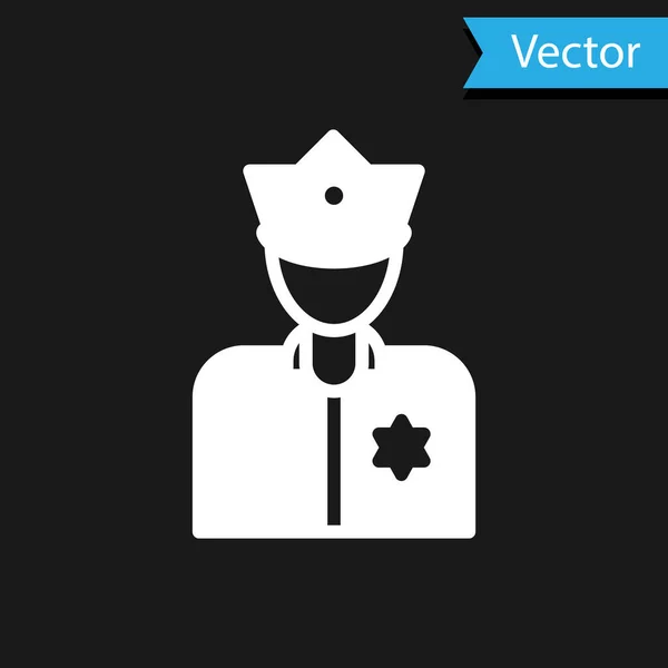 Икона Белого Офицера Полиции Изолирована Черном Фоне Вектор — стоковый вектор