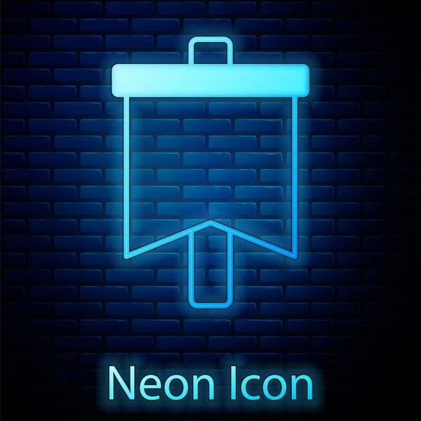 Zářící Ikona Neonové Vlajky Izolované Pozadí Cihlové Zdi Vítězství Vítězství — Stockový vektor