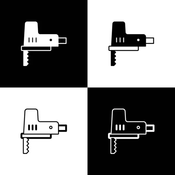 Set Scie Sauteuse Électrique Avec Icône Lame Tranchante Acier Isolé — Image vectorielle