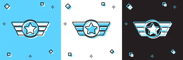 Conjunto Star American Icono Militar Aislado Sobre Fondo Azul Blanco — Vector de stock