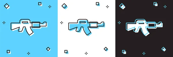 Set M16A1 Gewehr Symbol Isoliert Auf Blauem Und Weißem Schwarzem — Stockvektor