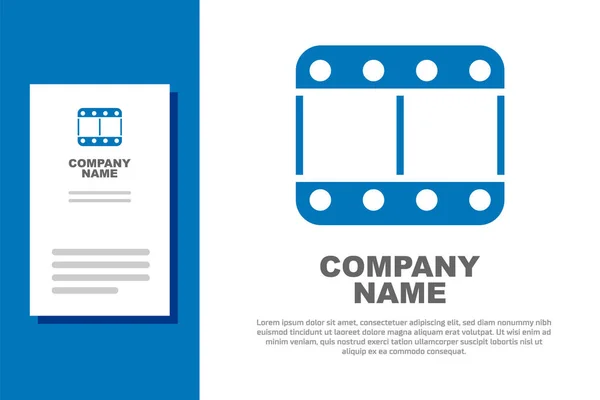 Blue Play Video Icoon Geïsoleerd Witte Achtergrond Filmstrip Bord Logo — Stockvector