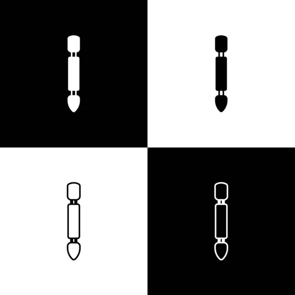 Définir Icône Poussoir Cuticule Isolé Sur Fond Noir Blanc Outil — Image vectorielle