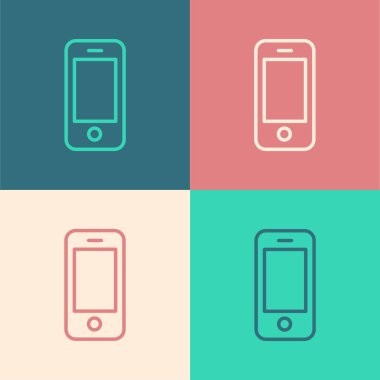 Beyaz Akıllı Telefon, siyah arkaplanda izole edilmiş bir cep telefonu simgesi. Vektör.